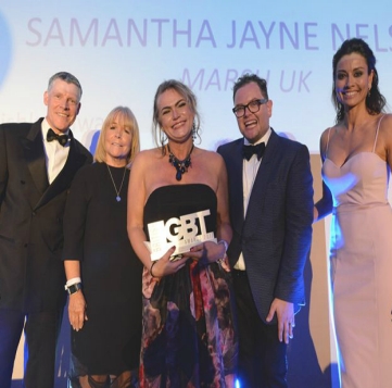 Samantha Jayne Nelson named Diversity Champion of the Year in the LGBT+ Awards 2017
