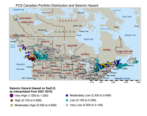 PCS Canadian Portfolio Distribution and Seismic Hazard