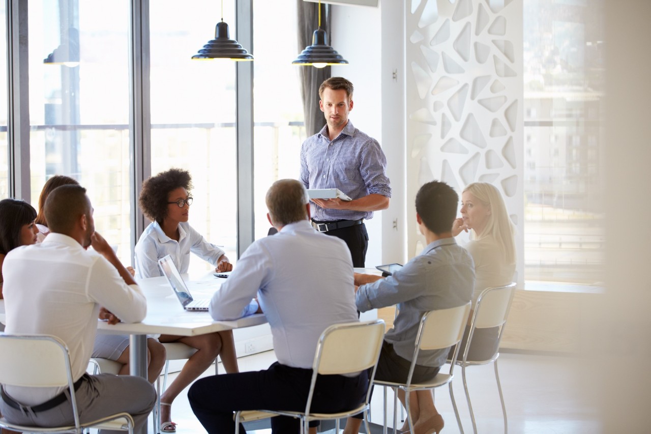 Colleagues at an office meeting
