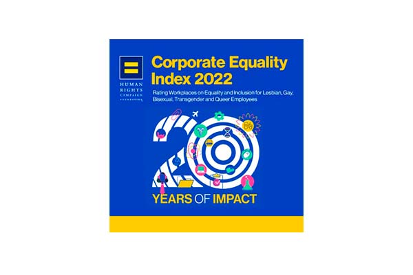 Human Rights Campaign Best Places to work for LGBTQ Equality 100% corporate Equality Index logo award 2021